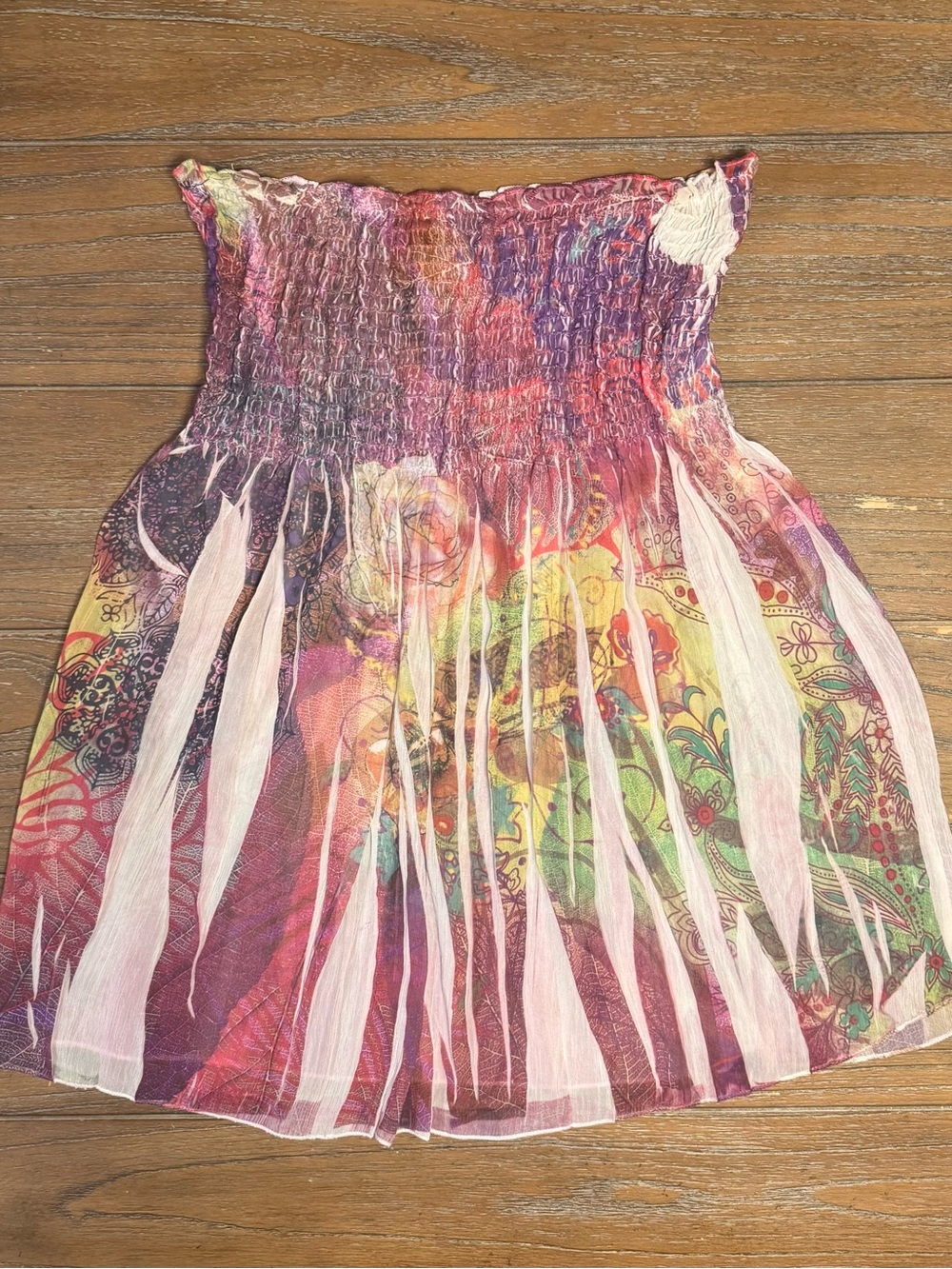 Fleurish Pink Ruched Smocked Women's Top